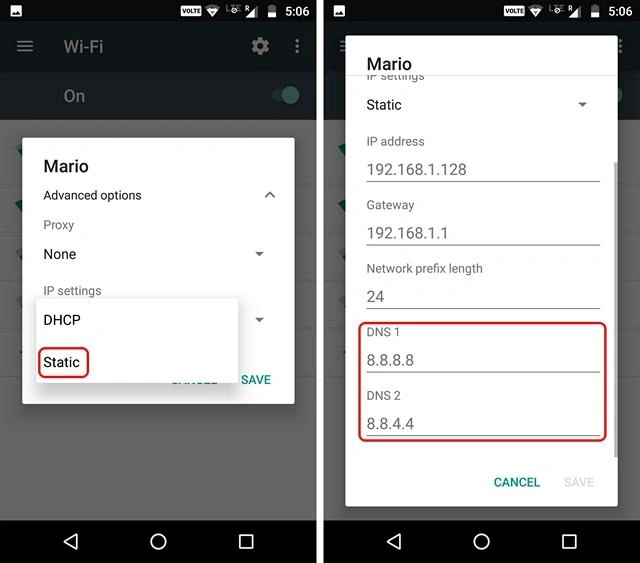 DNS-instellingen op een Android-apparaat