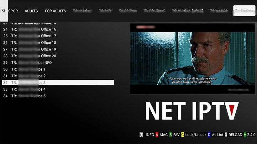 EPG-instelling in het instellingenmenu van Net IPTV