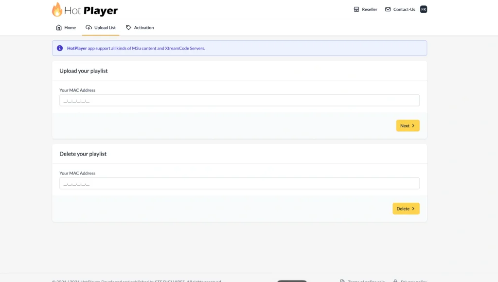 hotplayer.app/upload pagina