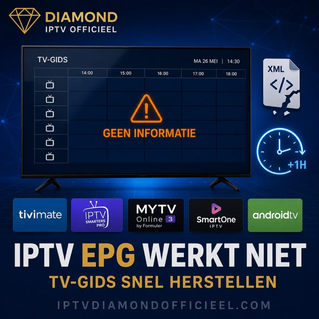 IPTV EPG werkt niet met lege tv-gids, Geen informatie-melding en oplossingen voor XMLTV, tijdzone en IPTV-apps.
